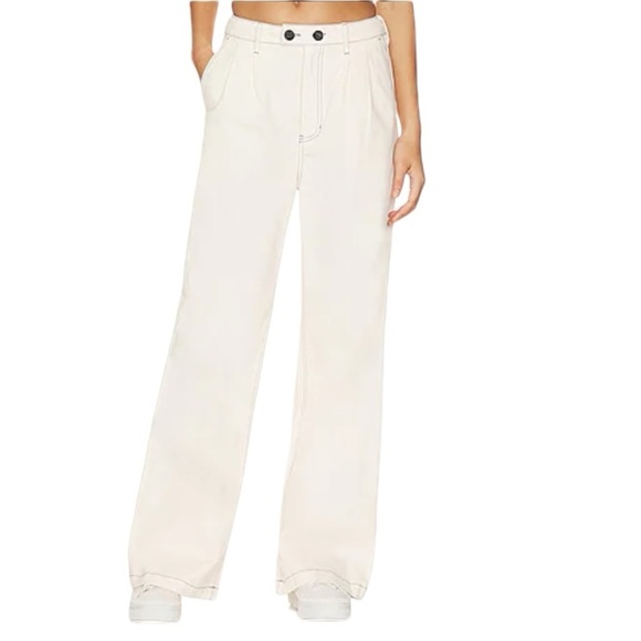 Monrow Pants - Monrow Wide Leg Pants In Off White Pockets High Rise Women’s M mom pleats